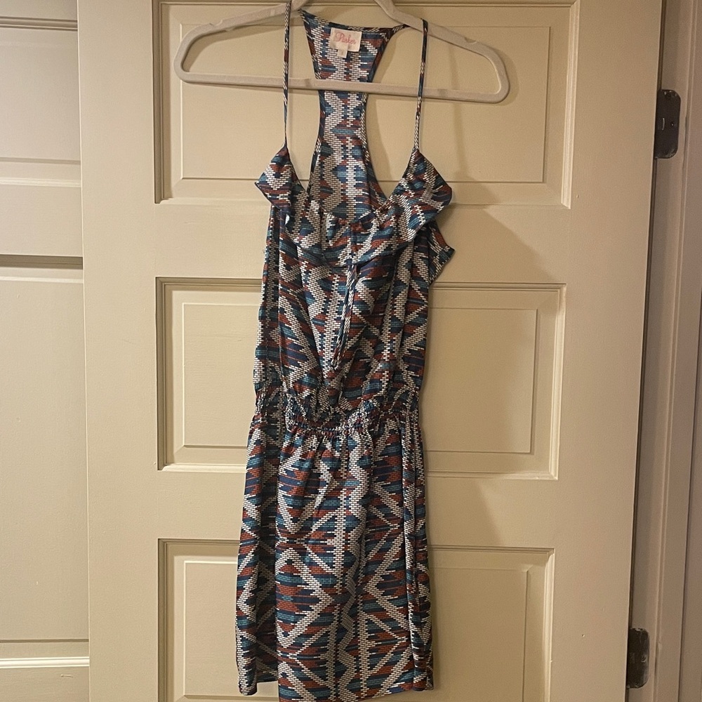 Parker silk Geometric Patterned Sleeveless Dress